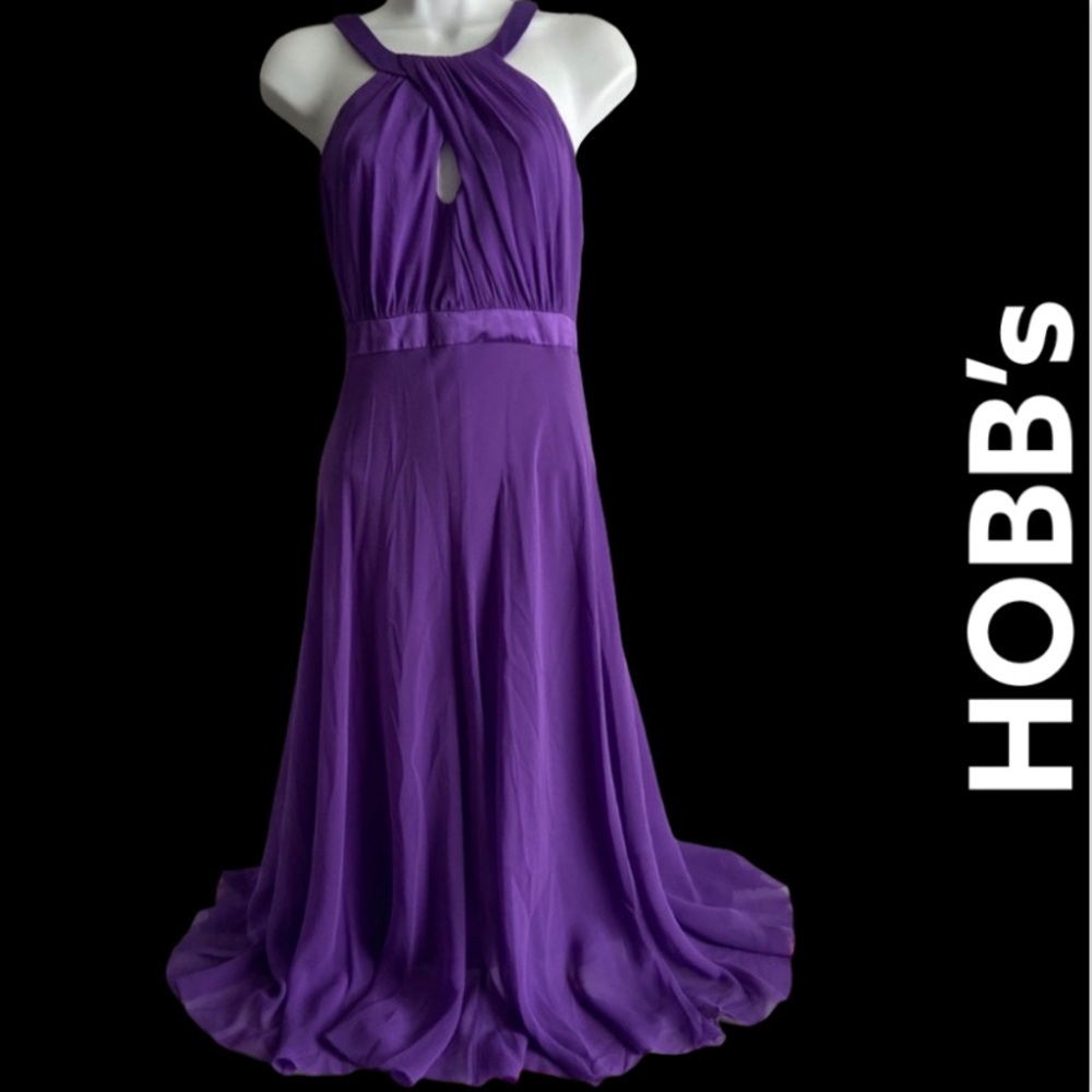 HOBBs 💯%Silk Chelsea Halter Satin trim Maxi Dress